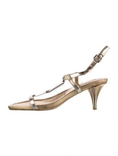 Pre-owned Prada Patent Leather Crystal Embellishments Slingback Sandals