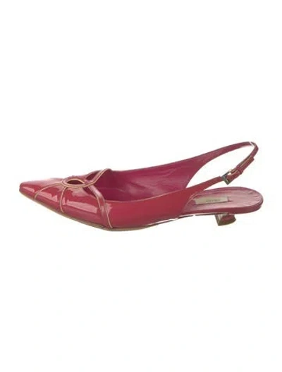 Pre-owned Prada Patent Leather Cutout Accent Slingback Flats In Pink