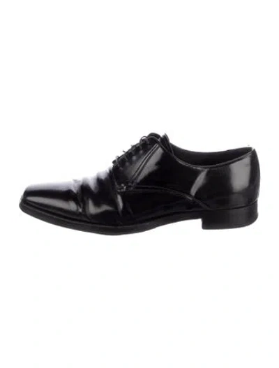 Pre-owned Prada Patent Leather Derby Shoes In Black