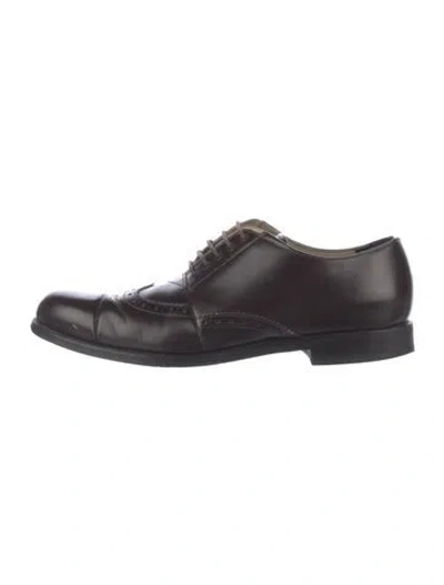Pre-owned Prada Patent Leather Derby Shoes In Brown