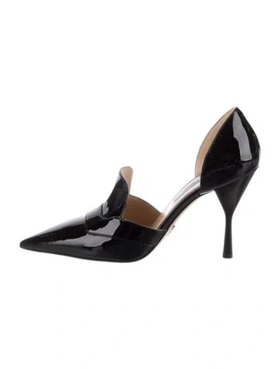 Pre-owned Prada Patent Leather D'orsay Pumps In Black