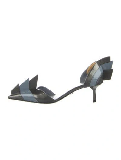 Pre-owned Prada Patent Leather D'orsay Pumps In Blue