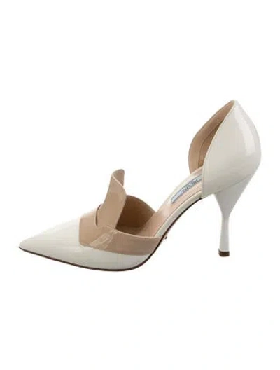 Pre-owned Prada Patent Leather D'orsay Pumps In Neutral