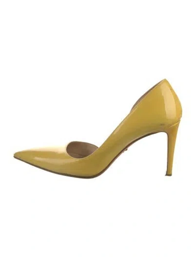 Pre-owned Prada Patent Leather D'orsay Pumps In Yellow