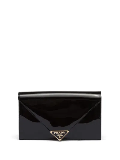 Prada Patent-leather Envelope Bag In Black