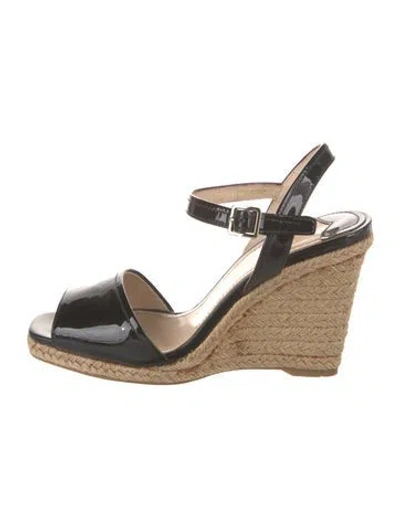 Pre-owned Prada Patent Leather Espadrilles In Black