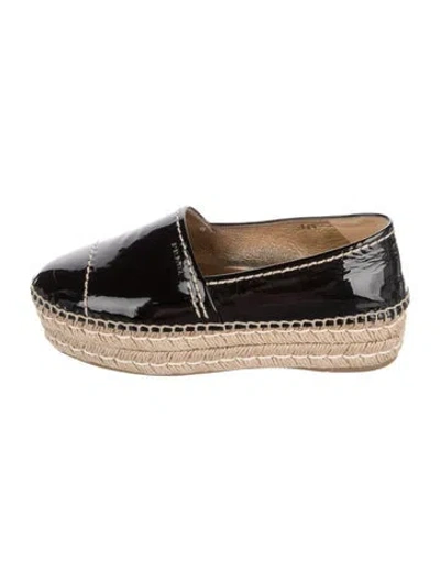 Pre-owned Prada Patent Leather Espadrilles In Black