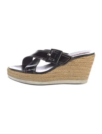 Pre-owned Prada Patent Leather Espadrilles In Black