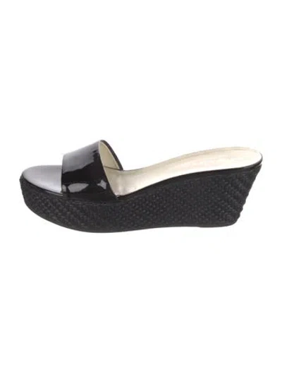 Pre-owned Prada Patent Leather Espadrilles In Black
