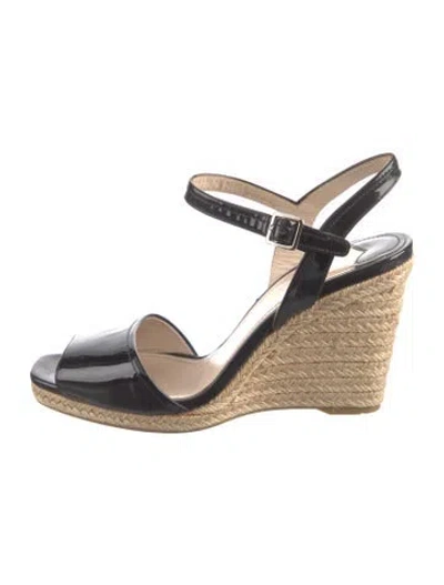Pre-owned Prada Patent Leather Espadrilles In Black