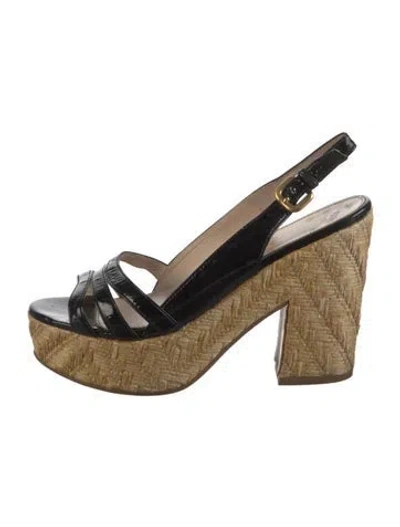 Pre-owned Prada Patent Leather Espadrilles In Black/neutrals