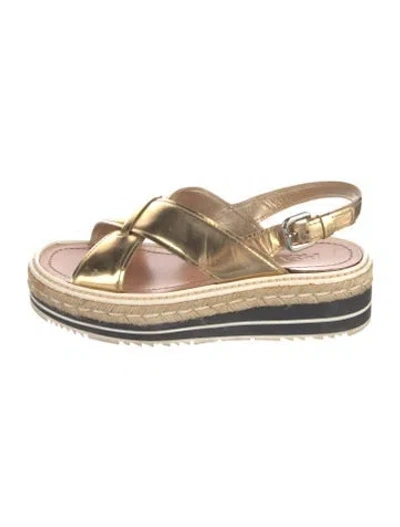 Pre-owned Prada Patent Leather Espadrilles In Gold