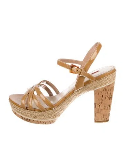 Pre-owned Prada Patent Leather Espadrilles In Neutral