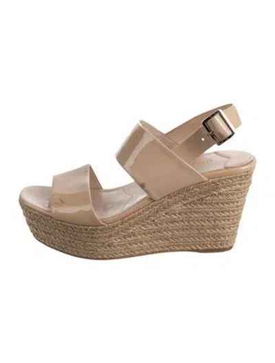 Pre-owned Prada Patent Leather Espadrilles In Neutral