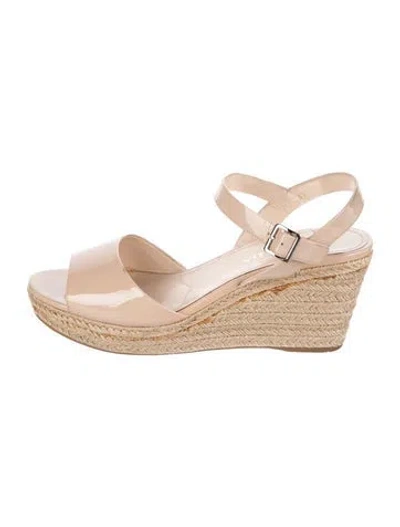 Pre-owned Prada Patent Leather Espadrilles In Neutrals