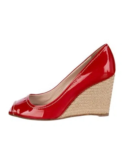 Pre-owned Prada Patent Leather Espadrilles In Red