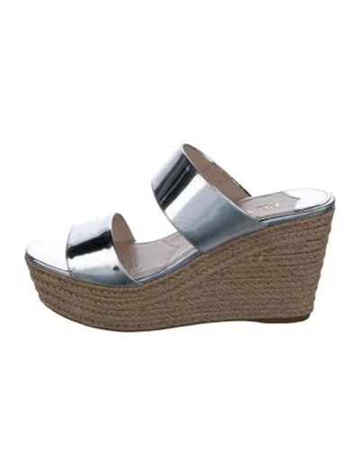 Pre-owned Prada Patent Leather Espadrilles In Silver