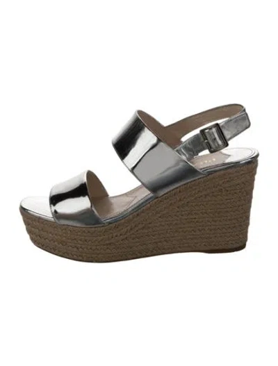 Pre-owned Prada Patent Leather Espadrilles In Silver