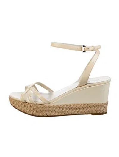 Pre-owned Prada Patent Leather Espadrilles In White