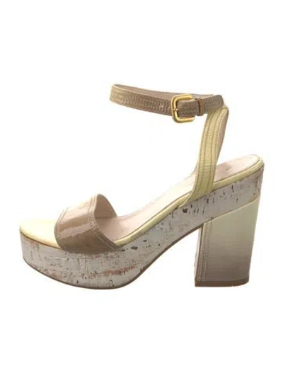 Pre-owned Prada Patent Leather Espadrilles In Yellow