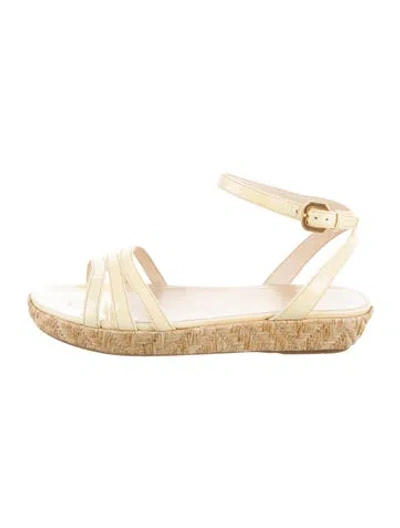 Pre-owned Prada Patent Leather Espadrilles In Yellow
