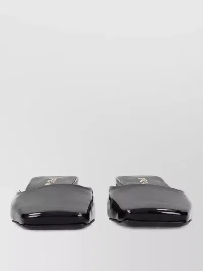 Prada Patent Leather Flat Mules In Black