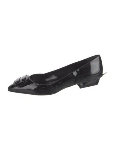 Pre-owned Prada Patent Leather Flats In Black