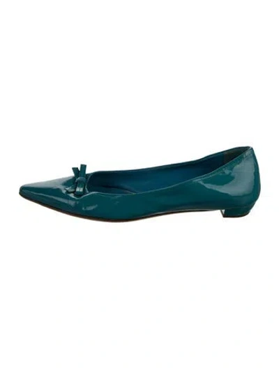 Pre-owned Prada Patent Leather Flats In Blue