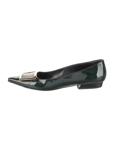 Pre-owned Prada Patent Leather Flats In Green