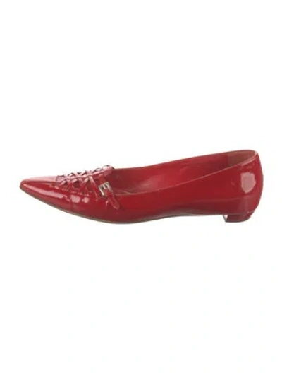 Pre-owned Prada Patent Leather Flats In Red
