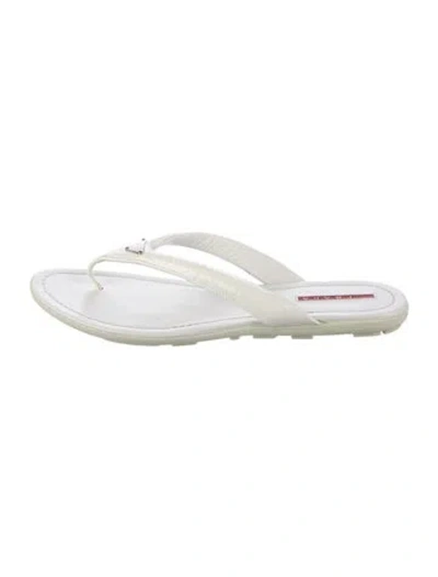 Pre-owned Prada Patent Leather Flip Flops In Neutrals
