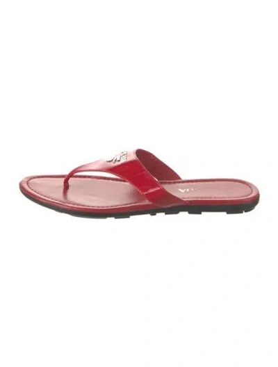 Pre-owned Prada Patent Leather Flip Flops In Red