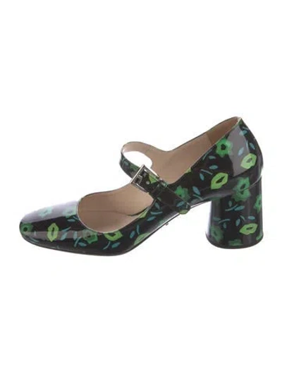 Pre-owned Prada Patent Leather Floral Print Pumps In Multi