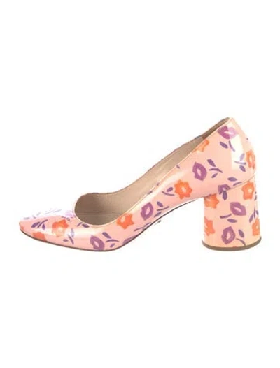 Pre-owned Prada Patent Leather Floral Print Pumps In Pink