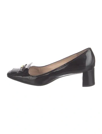 Pre-owned Prada Patent Leather Fringe Trim Accent Pumps In Black