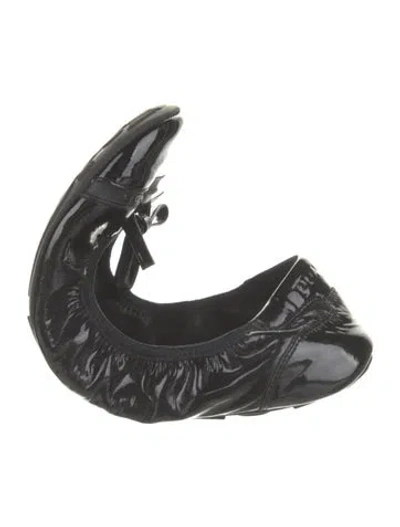 Pre-owned Prada Patent Leather Grosgrain Trim Ballet Flats In Black