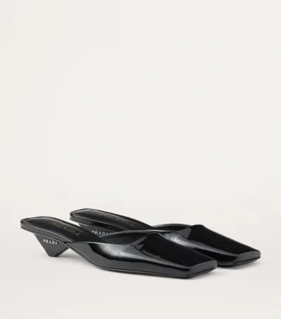 Prada Satin Mules In Black
