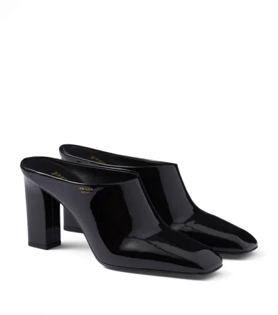 Prada Patent Leather Heeled Mules 85 In Black