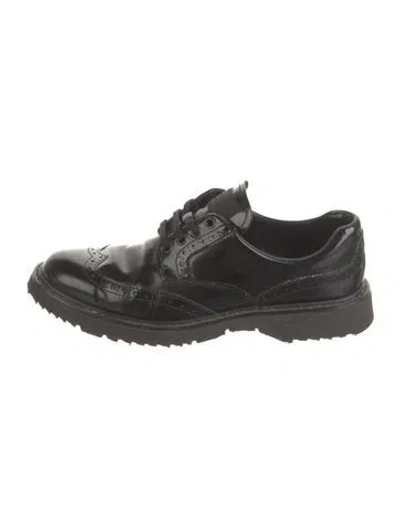 Pre-owned Prada Patent Leather Lasercut Accents Chunky Sneakers In Black