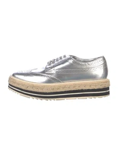 Pre-owned Prada Patent Leather Lasercut Accents Espadrille Sneakers