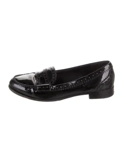 Pre-owned Prada Patent Leather Lasercut Accents Loafers In Black