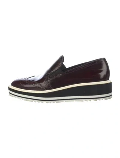 Pre-owned Prada Patent Leather Lasercut Accents Loafers In Burgundy
