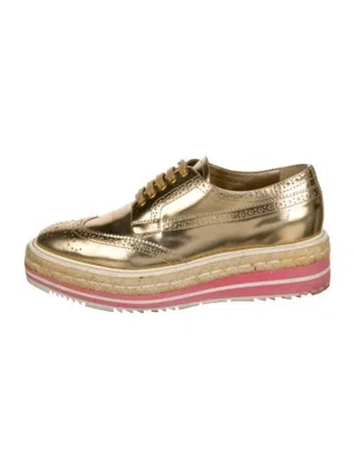 Pre-owned Prada Patent Leather Lasercut Accents Oxfords