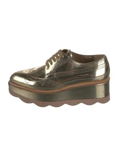 Pre-owned Prada Patent Leather Lasercut Accents Oxfords