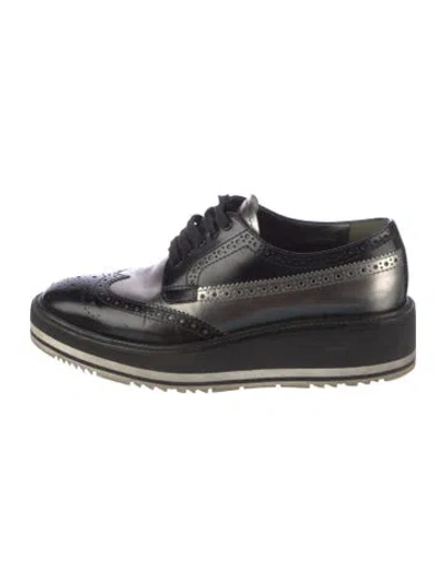 Pre-owned Prada Patent Leather Lasercut Accents Oxfords In Multi