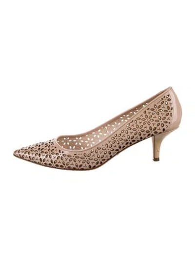 Pre-owned Prada Patent Leather Lasercut Accents Pumps In Neutral