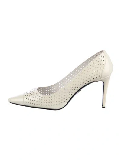Pre-owned Prada Patent Leather Lasercut Accents Pumps In Neutrals