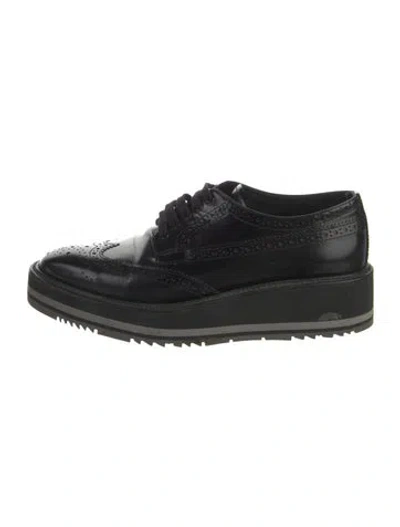 Pre-owned Prada Patent Leather Lasercut Accents Sneakers In Black