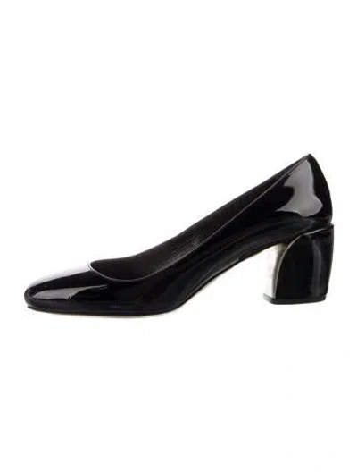 Pre-owned Prada Patent Leather Leather Trim Embellishment Pumps In Black