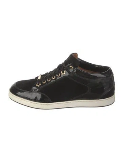 Pre-owned Prada Patent Leather Leather Trim Embellishment Sneakers In Blue